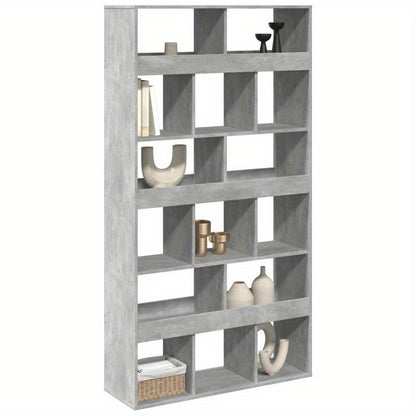 Ruimteverdeler – Kamerscherm – Scheidingswand – Bureauwand – Interieurafscheiding – Betongrijs – Hoogwaardig Hout – Compact Formaat 100x33x187,5 cm