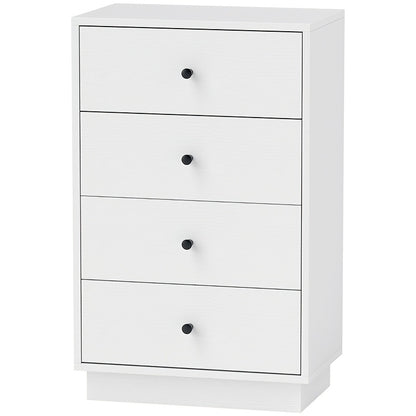 Ladekast – Ladekasten – Dressoir – Opbergkast – Opbergmeubel – Wit – 4 Lades en 3 Open Planken – Ruimtebesparend en Stevig