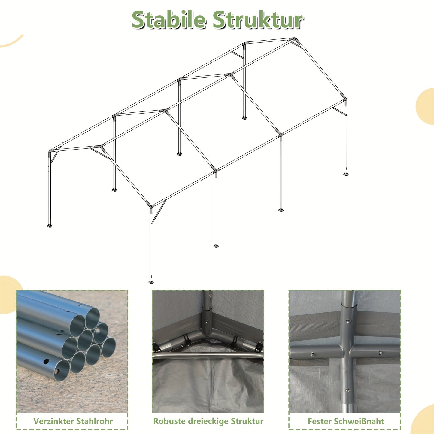 Carport – Garage Tent – Overkapping – Beschutting – Opslag – Grijs – Waterdicht – Stevig Metalen Frame – 3x6 Meter