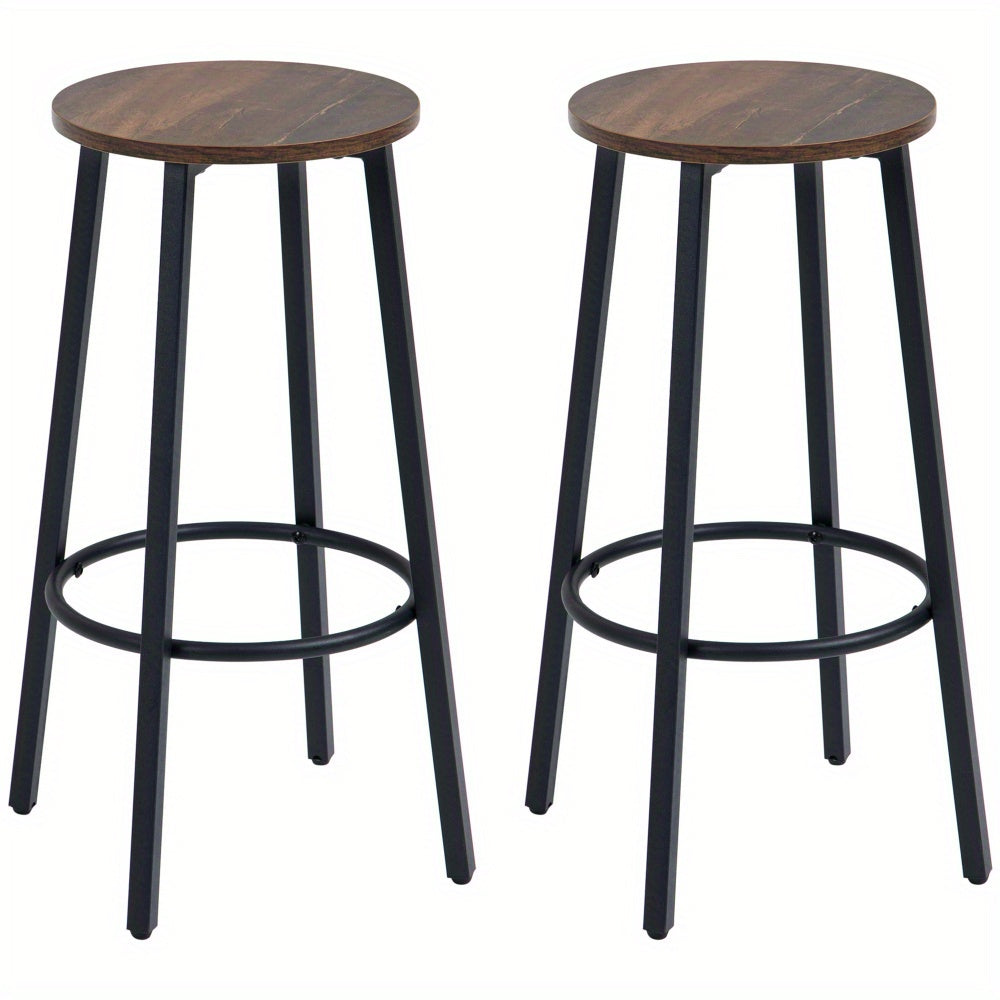 Barkrukken – Barstoelen – Keukenstoelen – Krukken – Barkruk Set Van 2 – Industrieel Design – Stevig Metaal Frame – 120 kg Draagvermogen – 42x42x65 cm – Met Voetensteun – Gemakkelijk Te Monteren