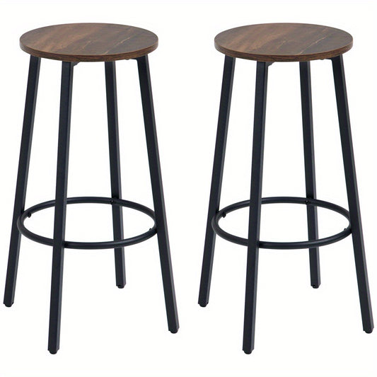 Barkrukken – Barstoelen – Keukenstoelen – Krukken – Barkruk Set Van 2 – Industrieel Design – Stevig Metaal Frame – 120 kg Draagvermogen – 42x42x65 cm – Met Voetensteun – Gemakkelijk Te Monteren