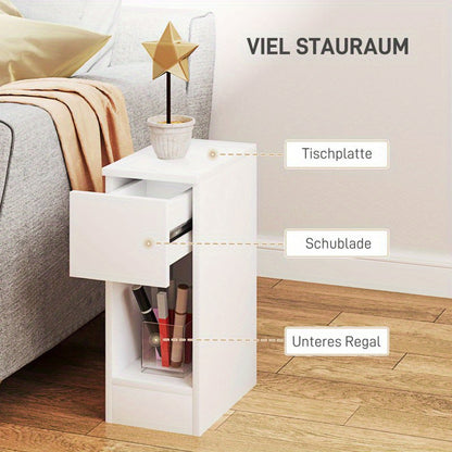 Nachtkastje – Bijzettafel – Nachttafel – Ladekast – Nachtkast – Wit – Compact Design 20x30x50 cm – Spaanplaat Melamine Coating