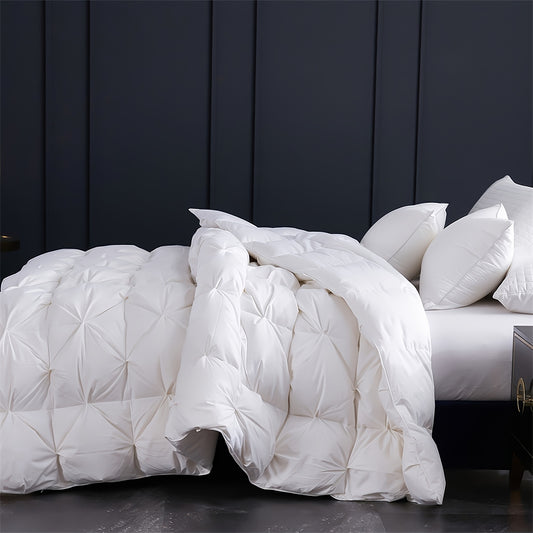 Premium Winter White Goose Down Duvet With 3D Baffle Box & Gusseted Design - 800FP White Goose Down & Feathers, Lightweight And Fluffy Bed Cover For Cold Nights, Elegant Bedding For All Seasons, Goose Down Comforter (220×240