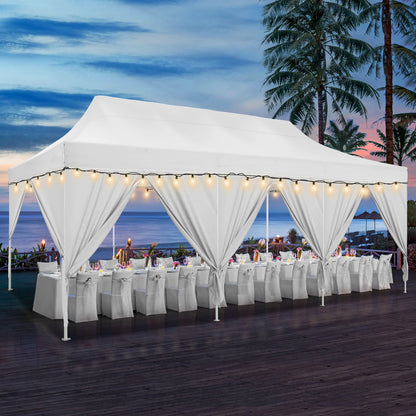 3.05x 6.1meter Canopy with Side Walls, Pop-up Tent, Party Tent with Roller Bag And 4 Sandbags, Easy to Install, Sunproof, Suitable for Camping, Picnics, Barbecues, Parties