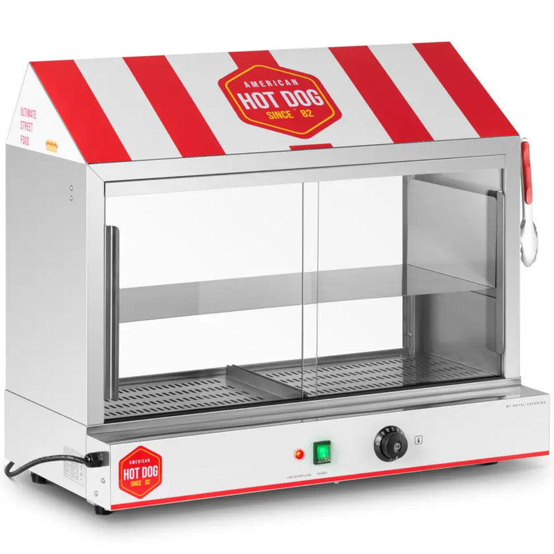 Hotdog Grill Element – Hotdog Warmer – Hotdog Machine – Hotdog Roller – Worstjes Verwarming – 300 Hotdogs Capaciteit – Instelbare Temperatuur 30-110°C – 2400W Roestvrij Staal