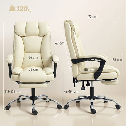 Ergonomic Office Chair with Wheels and Stability Plate | Featuring Armrests, Adjustable Headrest, Lumbar Support, Height Adjustment, Memory Foam, Rocking Function, Suitable for Office, Study Room, Bedroom, Color: Beige and Bl