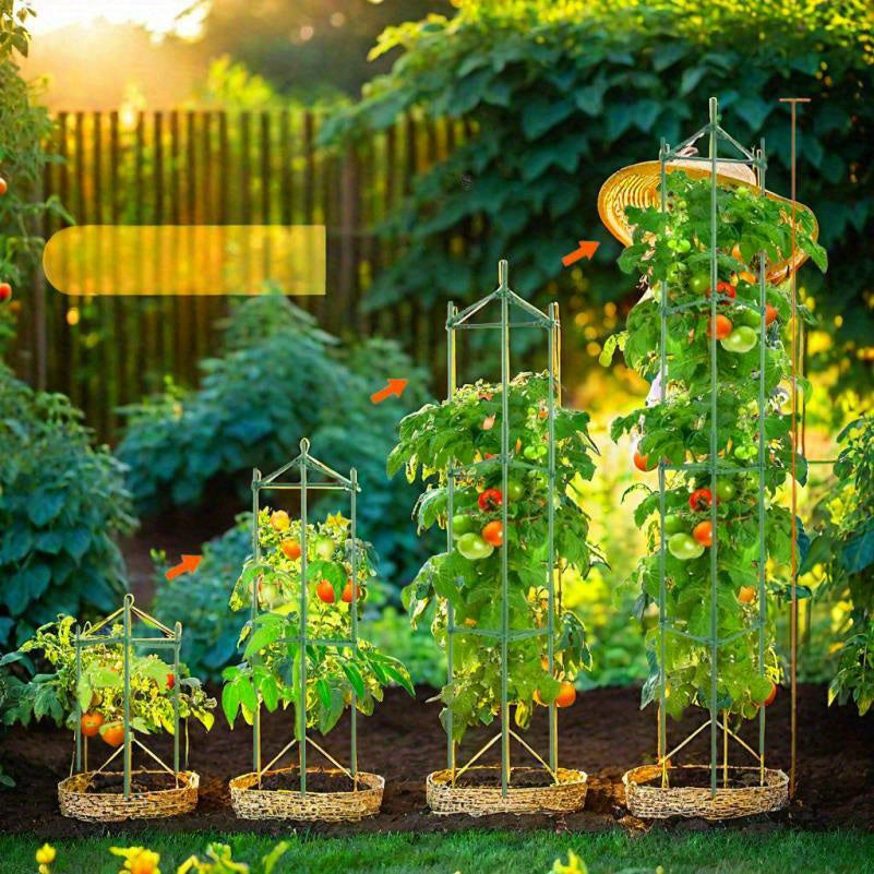 Tomatensteunen – Tomatenrek – Plantsteunen – Groentehulp – Kwekerij Steunen – 4 Stuks – Metaal – 160 cm Hoog – Extra Stevig – Duurzaam