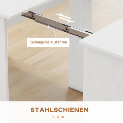 Dining table, folding table, extendable kitchen table, dining room table, chipboard, 60-180 x 85 x 75cm, white, Spacesaving Furniture, Extendable Table, Functional Furniture, Chipboard Table, Easy Assembly, Folding Desk, Mult