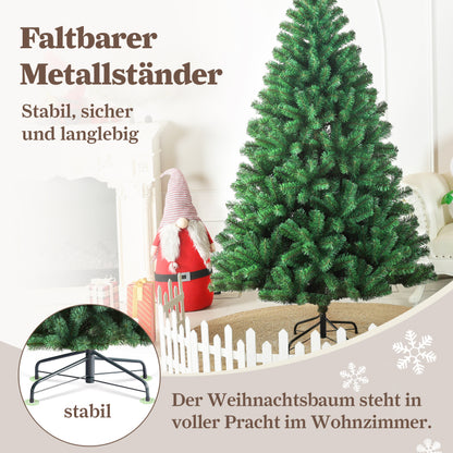 Kunstkerstboom – Nepkerstboom – Kerstboom Kunst – Sierboom – Groene Kerstboom – 210 cm Hoog – 1050 Dichte PVC Takken – Metalen Voet – Eenvoudige Montage