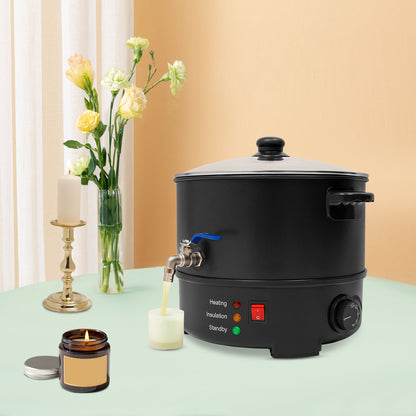 Waxsmeltpot – Wax Smelter – Kaars Gieter – Smeltkroes – Wax Smeltketel – Roestvrij Staal – 8 Liter Capaciteit – Temperatuurregeling 50-100°C – Zwart
