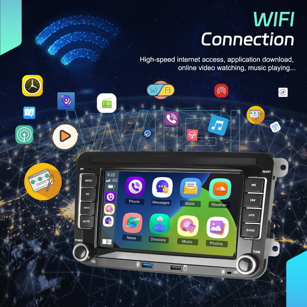 Android 15 Autoradio – Car Radio – Double Din Stereo – Multimedia Systeem – GPS Navigatie – 7 Inch Capacitive Touchscreen – 8-Core Processor – WiFi & Bluetooth 5.0