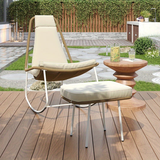 Rotan Bijzettafel – Sidetable – Tafeltje – Buitenbijzettafel – Lounge Tafel – Twee-delig Set – Stapelbaar Design – Glazen Blad – Khaki Kleur