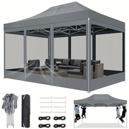 Partytent – Paviljoen – Opvouwbare Tent – Feesttent – Tuin Tent – 3x4,5m Pop-up – Met 4 Afneembare Mesh Zijwanden – Snelle Setup – Ademend & Beschermend