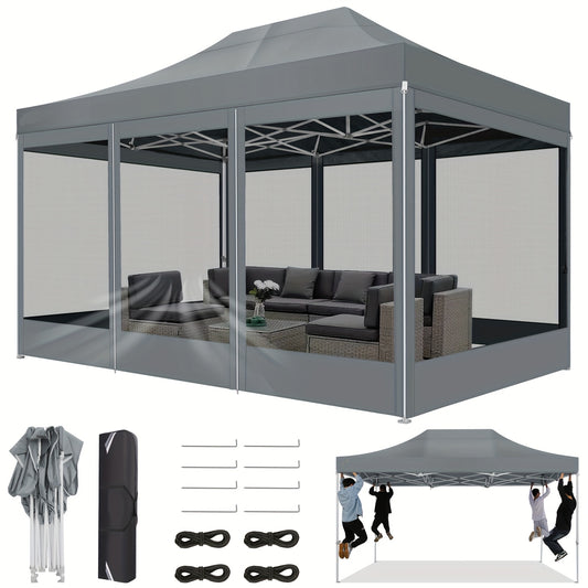 Partytent – Paviljoen – Opvouwbare Tent – Feesttent – Tuin Tent – 3x4,5m Pop-up – Met 4 Afneembare Mesh Zijwanden – Snelle Setup – Ademend & Beschermend