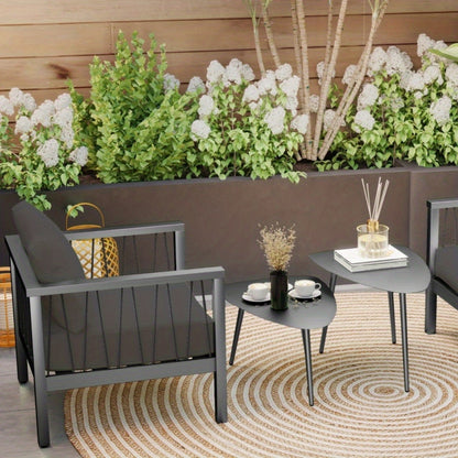 Buiten Tafel – Bijzettafel – Tuin Tafeltje – Balkon Tafel – Zwarte Metalen Tafels – Weerbestendig – Verstelbare Voetjes