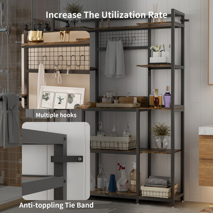 Keukenrek – Keukenkast – Opbergrek – Keukenorganizer – Stellingkast – 5 Lagen – Metaal Frame Met Houten Planken – 120x30x170 cm