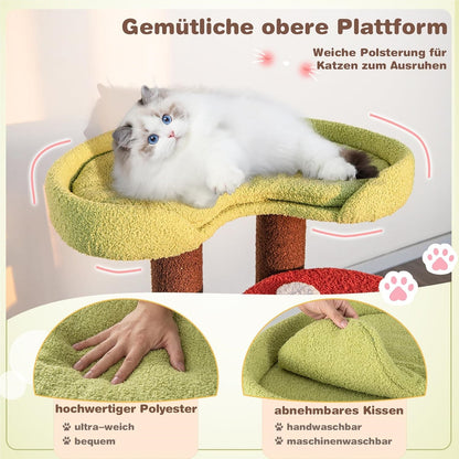 Kattenkrabpaal – Krabboom – Klimpaal – Kattenhuis – Kattenmeubel – 94 cm Hoog – Met Afneembaar Wasbaar Kussen