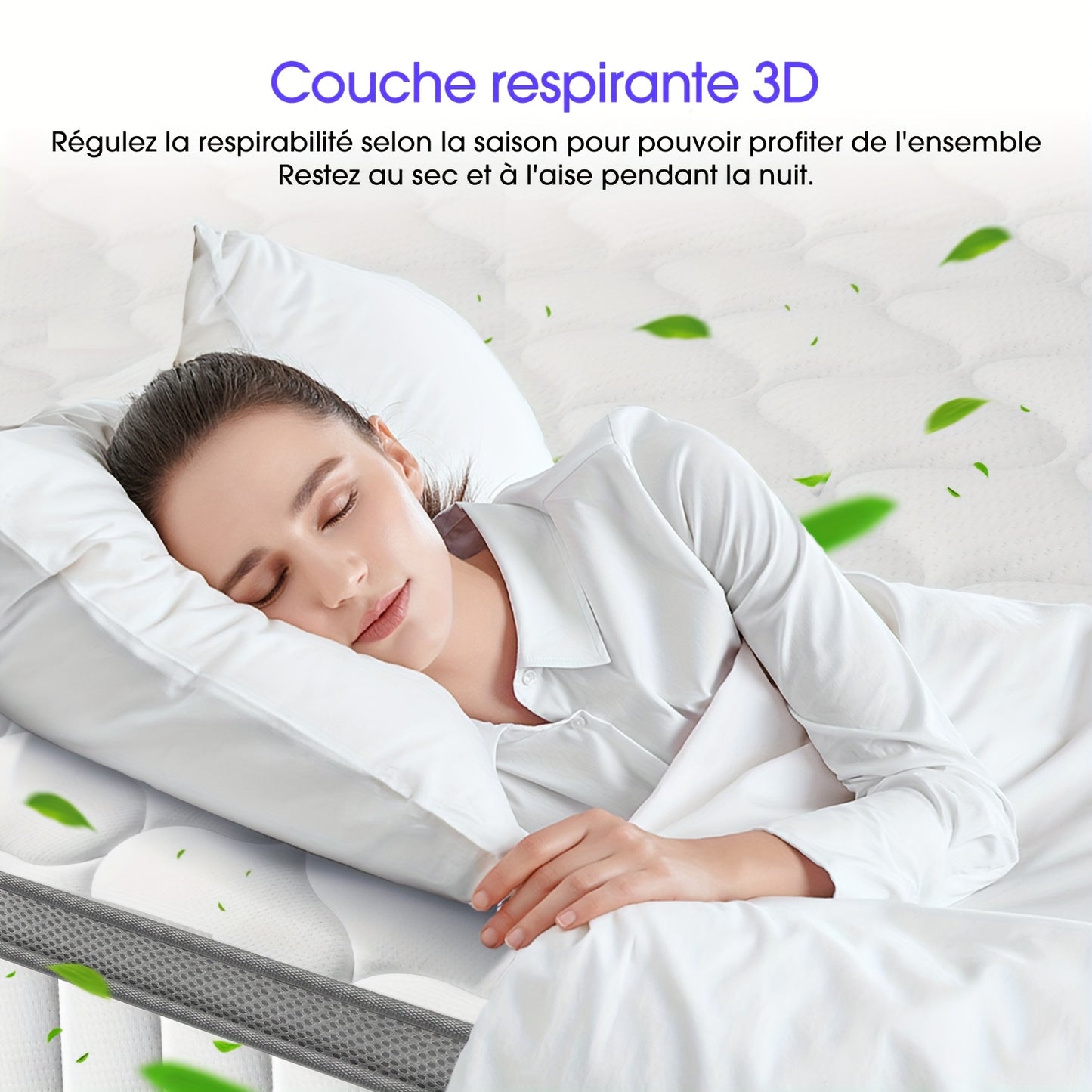 Premium Quality | Gronfont Mattress 90x200 Cm, Height 25cm, Premium Pocket Spring Mattress, Ergonomic 7-zone Mattress, Firmness Grade H3, Spring Mattress With Fitted Sheet, Mattress For Adults