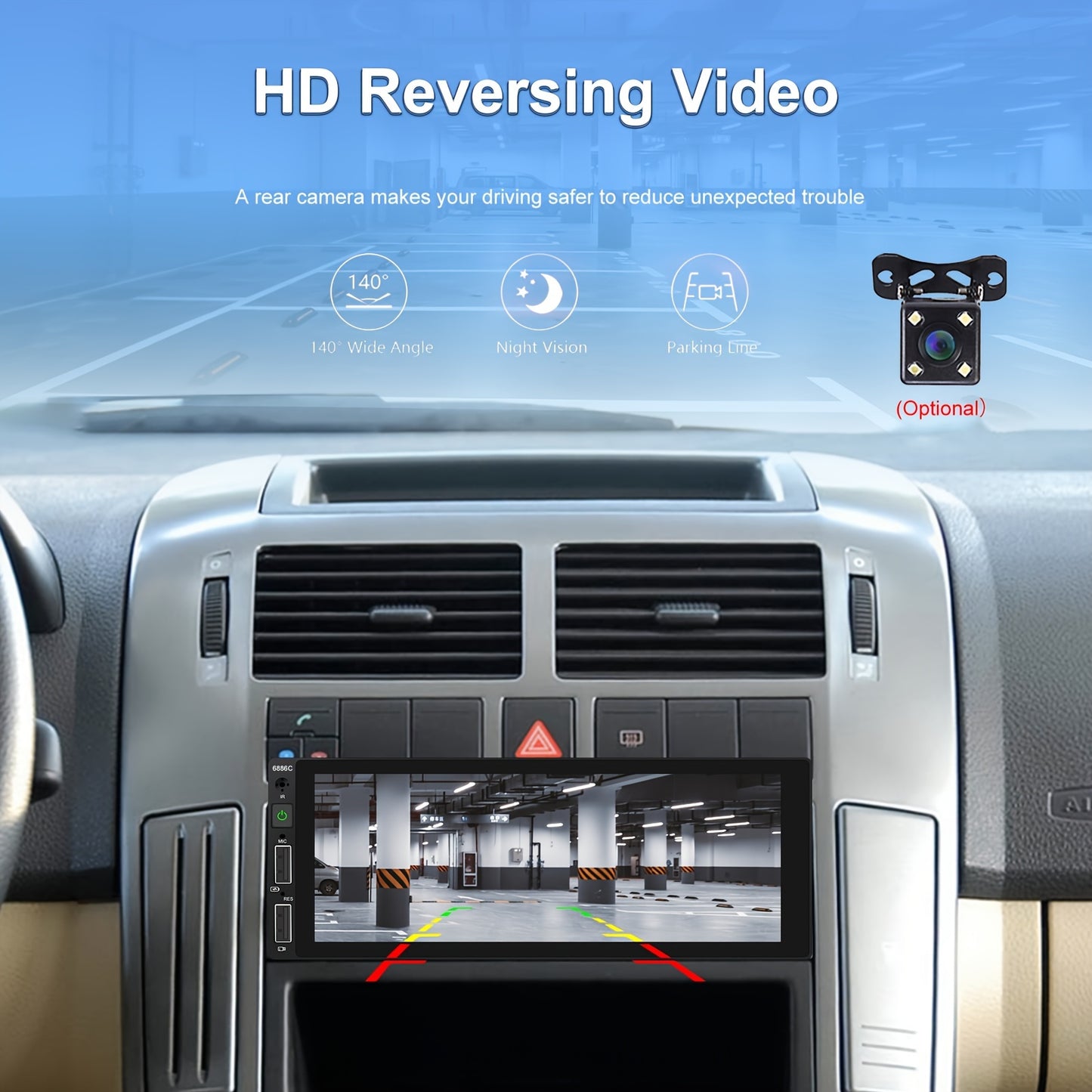 Multimedia Autoradio – Auto Radio – 1DIN Speler – Dashboard Speler – Car Stereo – 6,86 Inch HD Scherm – Bluetooth 5.0 Connectiviteit