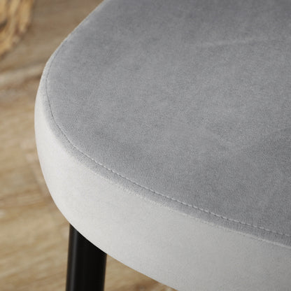 Eetkamerstoel – Stoel – Kuipstoel – Keukenstoel – Accentstoel – Fluwelen Velvet Bekleding – Metaal Frame – Set Van 4 – Lichtgrijs