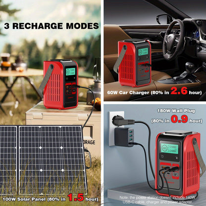 Powerbank – Power Station – Zonne-Generator – Draagbare Batterij – Camping Accu – 192Wh LiFePO4 Batterij – 140W USB-C Snelladen
