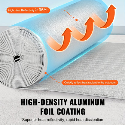 Isolatiemateriaal – Isolatiefolie – Radiatorfolie – Warmtewering – Reflecterende folie – Aluminium met PE-schuim kern – 600 inch x 48 inch – 7/32 inch dik – Geen elektriciteit nodig