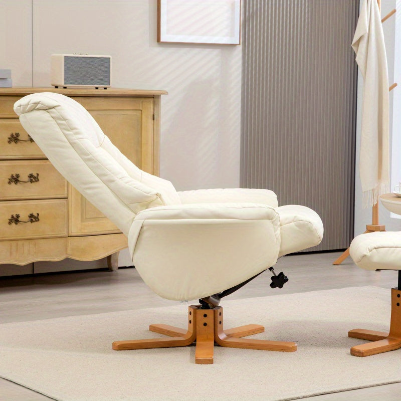 Relaxfauteuil – Fauteuil – Loungestoel – Zetel – Leunstoel – Crème Wit – Comfortabele Stof – Verstelbare Rugleuning Met Voetenbank