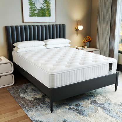 Single/Double Pocket Spring & Memory Foam Mattress with Cooling Gel - Medium Firm Bed, Motion Isolation, 7-Zone &, Individually Wrapped Springs Suitable for Back, Spinal, Sleep