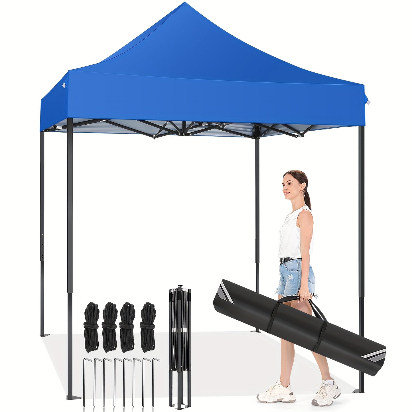 2×2m Pop Up Tent, Folding Gazebo, No Side Walls, With Portable Bag, Easy To Set Up, Height Adjustable, Small Volume For Easy Carrying, Oxford Cloth, Commercial Canopy, Suitable For Camping, Market Stalls, Parties, Beaches, C