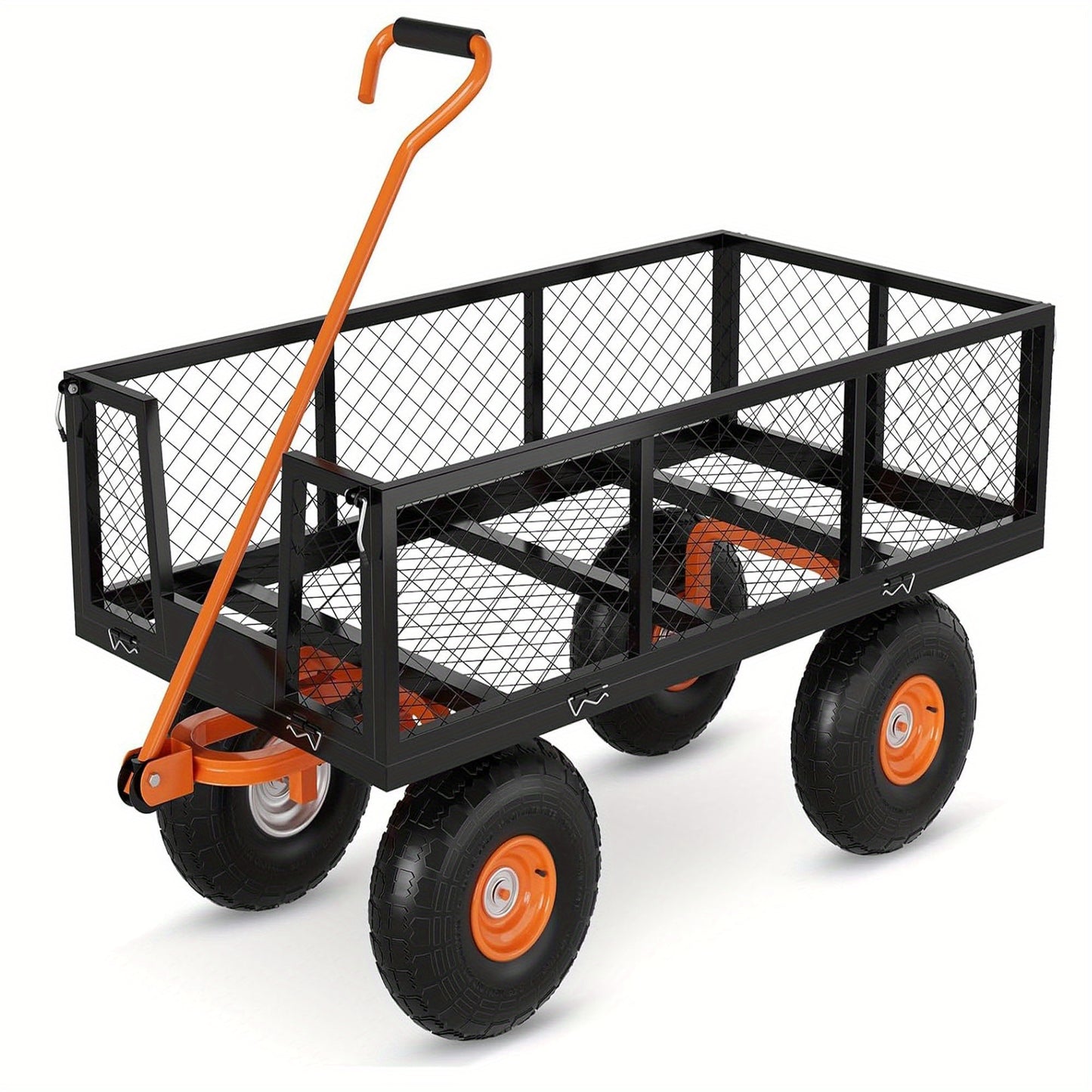 Tuinkar – Kruiwagen – Transportkar – Tuinwagen – Karretje – 408,23 kg Draagvermogen – Verwisselbare Mesh Zijkanten – 180° Draaibare Handgreep – 25,4 cm All-Terrain Banden – Lichtgewicht Stalen Frame