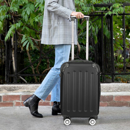 Koffer Set – Reiskoffers – Bagage – Trolley – Harde Koffer – ABS Hard Shell – 4 Zwenkwielen – TSA Combinatieslot – Zwart – M-L-XL