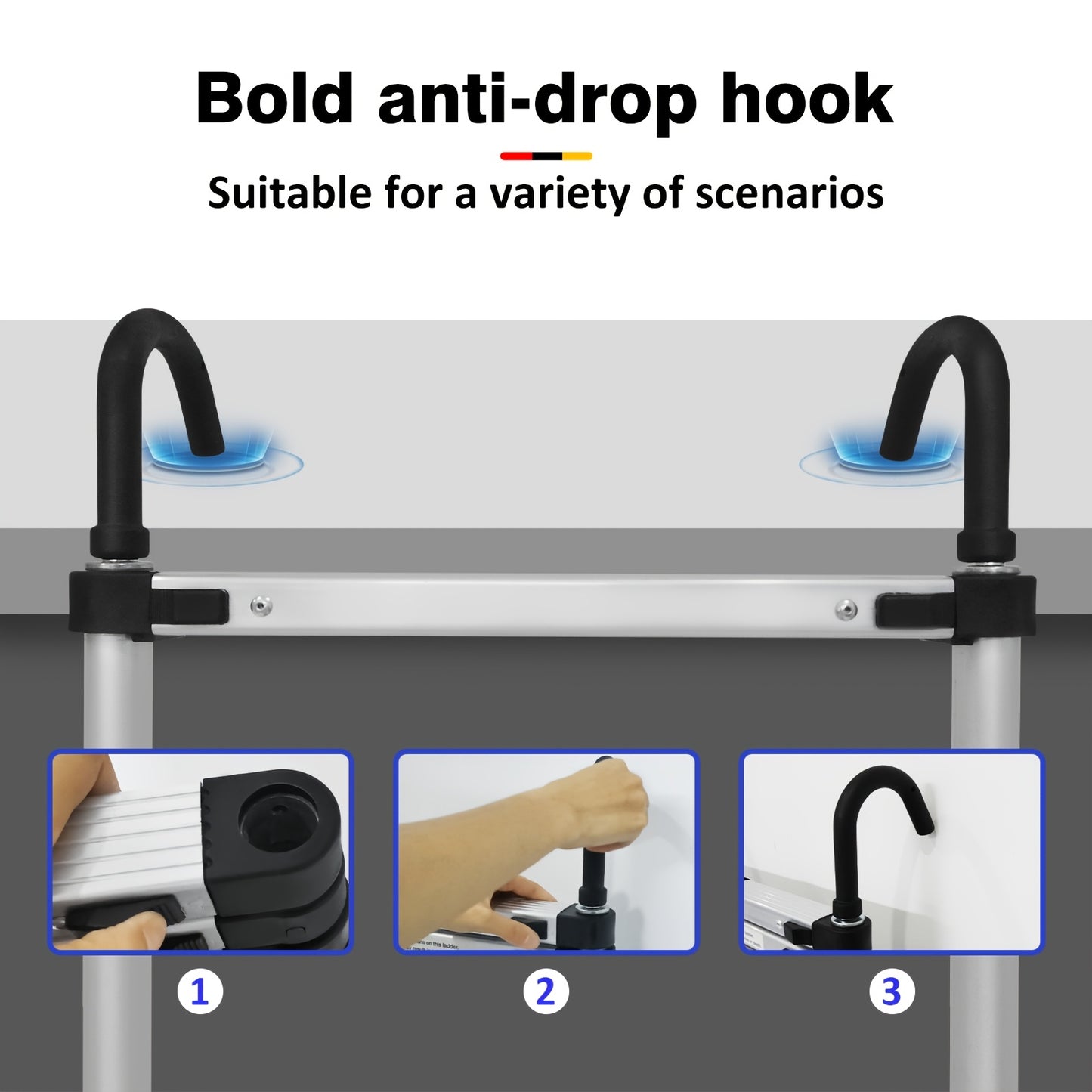 Vouwladder – Telescopische Ladder – Opvouwbare Ladder – Uitschuifbare Ladder – Steigerladder – Aluminium – Verstelbaar tot 6,2 Meter – Anti-slip Rubber Voeten