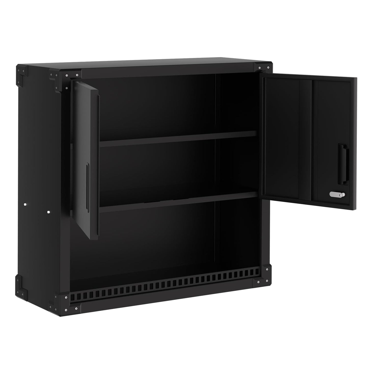 Metalen Wandkast – Wandkast Opbergkast – Werkplaatskast – Keukenkast – Garagekast – Verstelbare Planken – Afsluitbaar Met Slot – Zwart Classic Design