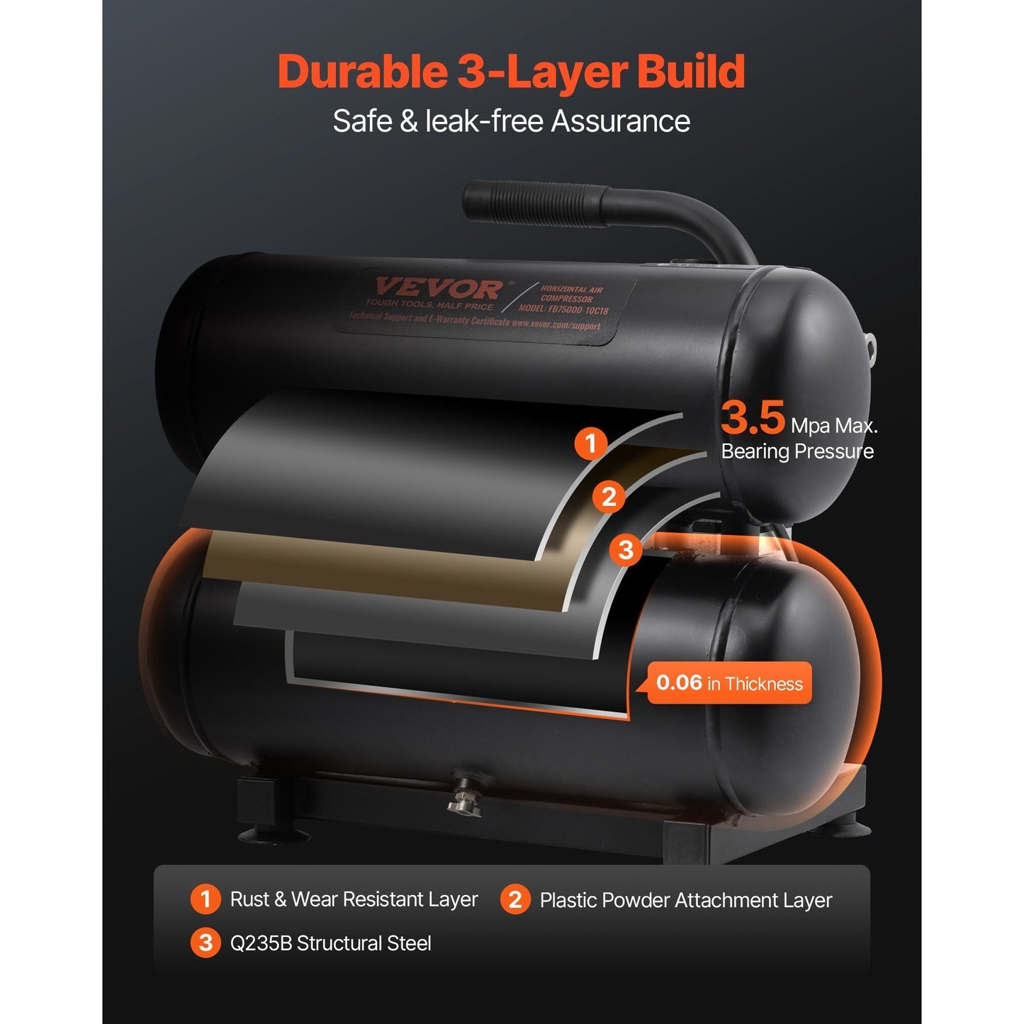 Luchtcompressor – Compressor – Bandenpomp – Pneumatisch Gereedschap – Olievrij – 4.6 Gallon Tank – 650W Motor – Stil 80 dB