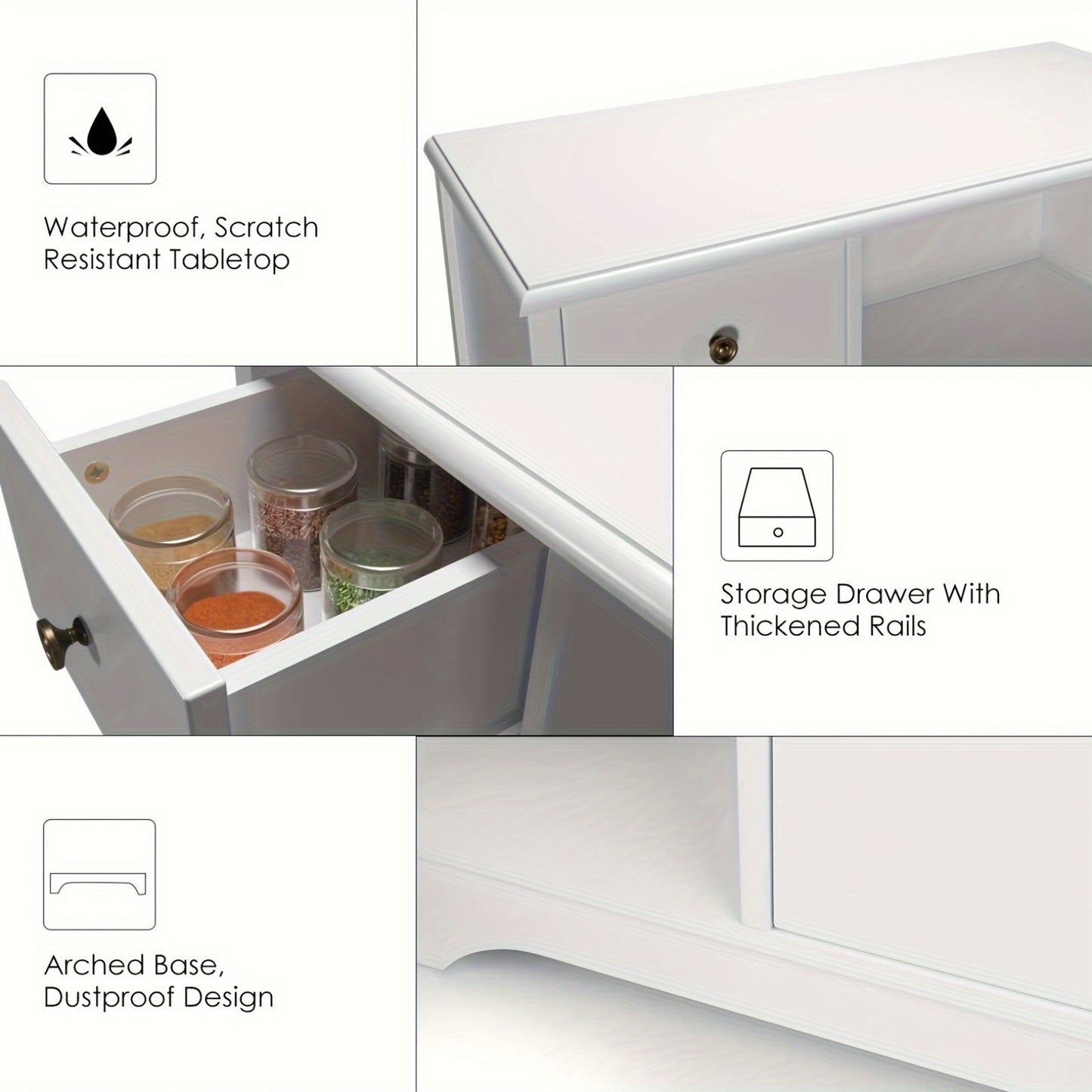 Kealive Kitchen Storage Cabinet Sideboard Featuring a Microwave Stand, Adjustable Shelves, And Doors Suitable for The Kitchen, Dining Room, Or Living Room, in White, Measuring 90 X 40 X 82 Cm.