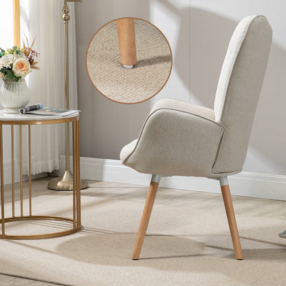 Fauteuil – Lounge Stoel – Relaxstoel – Zetel – Scandinavische Fauteuil Beige – Houten Armleuningen en Poten – Hoogwaardig Schuim – Compacte Afmetingen 66x71x109 cm
