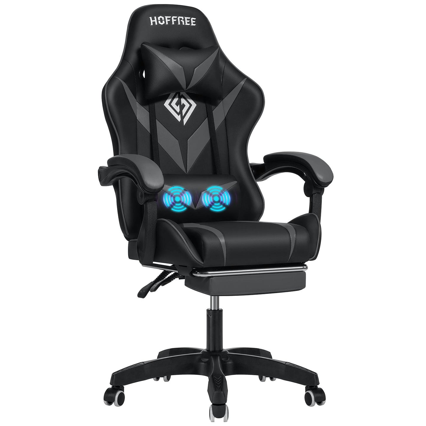 Gamingstoel – Gamestoel – Gaming Chair – Bureaustoel – Game Stoel – Ergonomisch Design – 2-punts Lendenmassage – Verstelbare Armleuningen – Voetsteun – Kunstleer – Belastbaar 180 kg