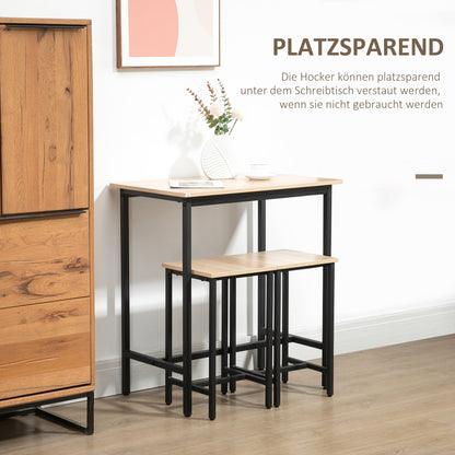 Barset Industrieel – Barkrukken – Bartafel – Bistroset – Barmeubel – Natural Wood Zwart – Compact Formaat – Stevig Metaal & Hout