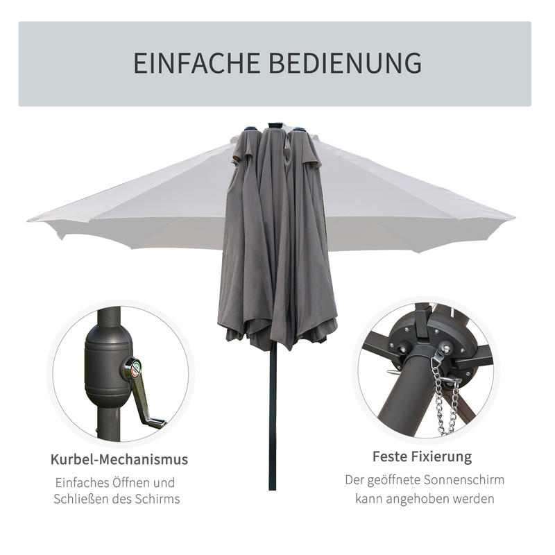 Grote Tuinparasol – Rechthoekige Parasol – Terrasparasol – Balkonparasol – Zwembadparasol – Stevig Stalen Frame – 440x260 cm – Handmatige Slingerbediening – Waterafstotende Stof