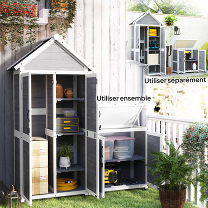 Tuinhuisje – Tuinkast – Tuinschuur – Tuinberging – Berging – Hout – Weerbestendig Asfalt Dak – Verstelbare Legplanken – Grijs