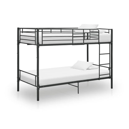 Stapelbed – Hoogslaper – Kinderbed – Twijfelaar – Bunkbed – Zwart Metalen Frame – 90x200 cm – Stevig & Ruimtebesparend