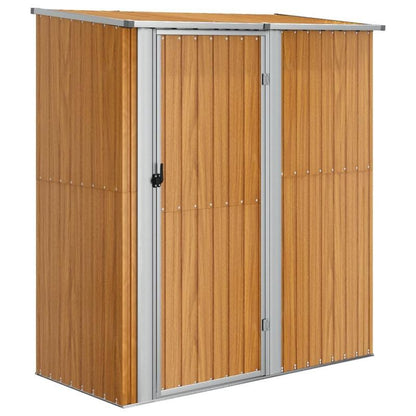 Buitenopslag Berging Tuinhuis Tuinkast Buitenberging – Donkerbruin Houtlook – Gegalvaniseerd Staal – Koperkleurig Dak – 180,5x97x209,5 cm – Veilig Slot – Weerbestendig & Ruim