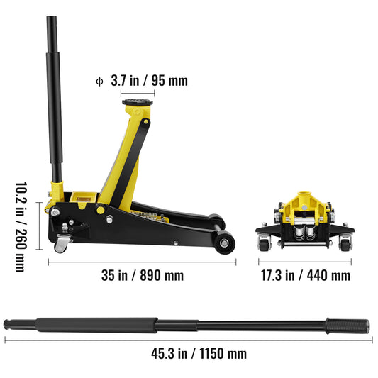 Vloerkrik – Krikwagen – Auto Krik – Hydraulische Krik – Wagenkrik – 3 Ton Hefvermogen – Dubbele Zuigerpomp