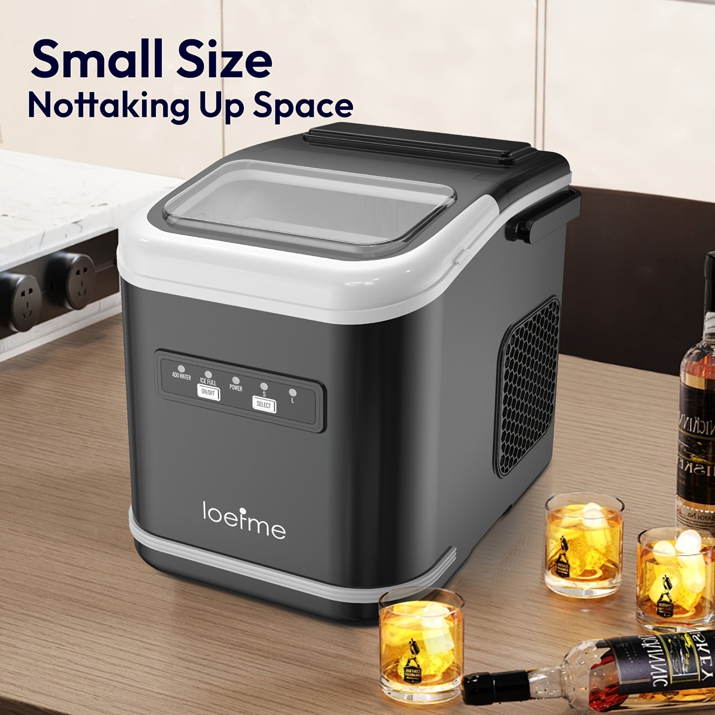 IJsmachine – IJsmaker – Mini IJsblokjesmaker – Zelfreinigend – Compact – 1,4L Capaciteit – Maakt 9 IJsblokjes in 6 Minuten – Draagbaar Met Handvat