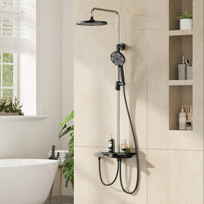 Handdouche – Doucheset – Douchekop – Regenkop – Handdouche Zwart – 3 Sproeistanden – Verstelbare Lengte 98-130 cm – Geïntegreerde Opbergruimte