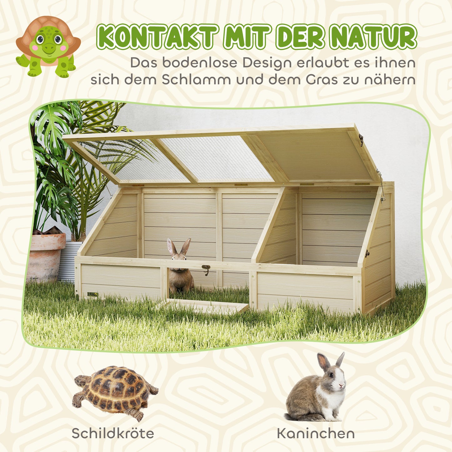 Schildpadbox – Schildpadhuis – Schildpaddenren – Buitenverblijf Schildpad – Schildpaddentuin – Natuurlijk Bodemontwerp – Stevig Dennenhout en Gegalvaniseerd Staal