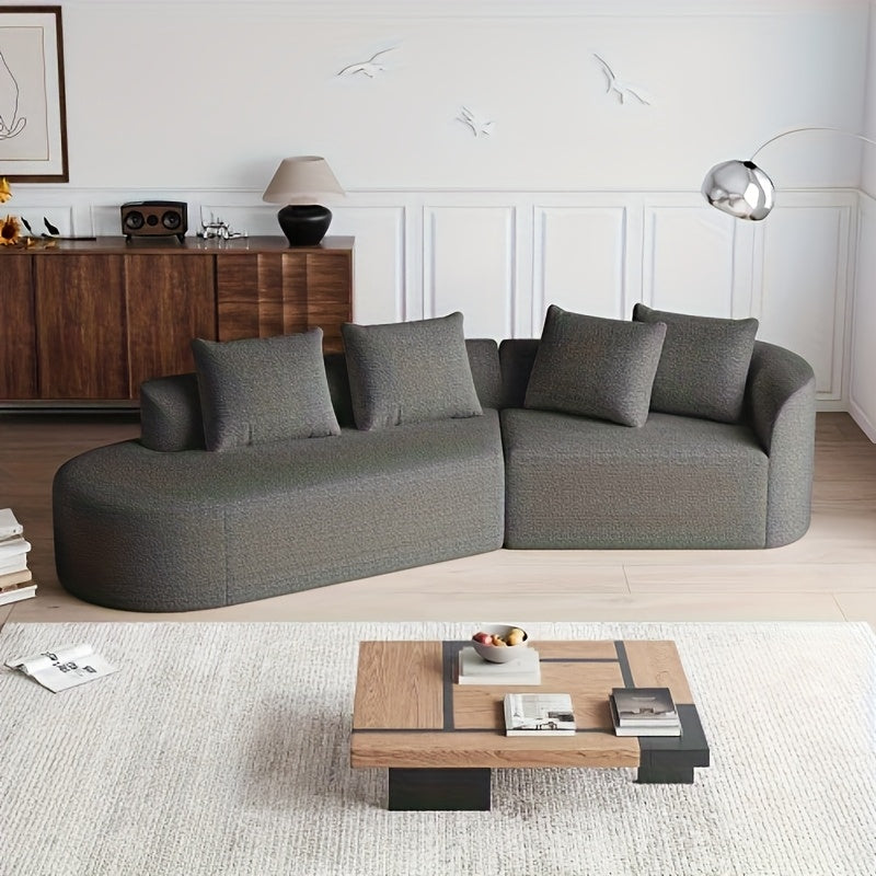 Hoekbank – L-vormige Bank – Sectiebank – Hoekbank Zwart – Charmant Modulair Design – Ruime Diepe Zitplaatsen – Duurzame Stofbekleding – Inclusief 4 Sierkussens
