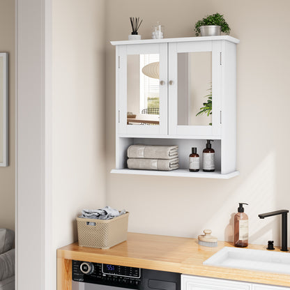 Badkamerkast – Badkamermeubel – Kolomkast – Spiegelkast – Medicijnkast – Wit MDF & Glas – Verstelbare Legplanken – Vrijstaand en Wandmontage