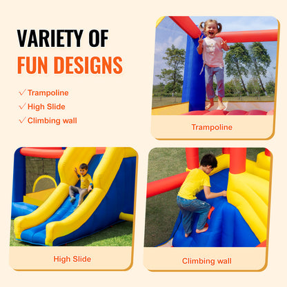 Springkussen – Springkasteel – Bouncier – Opblaasbaar Speelhuis – Kinderspel – Groot 340x260x230 cm – Duurzaam Oxford Stof – Inclusief Blower