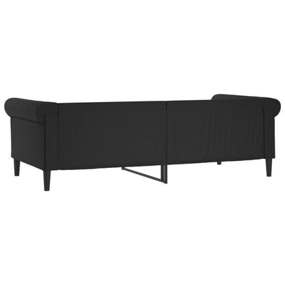 Daybed – Slaapbank – Sofa Bed – Ligbed – Bank – Mat Zwart – Hardhouten Frame – 80x200 cm – Duurzaam Synthetisch Leer – Gemakkelijk Te Monteren
